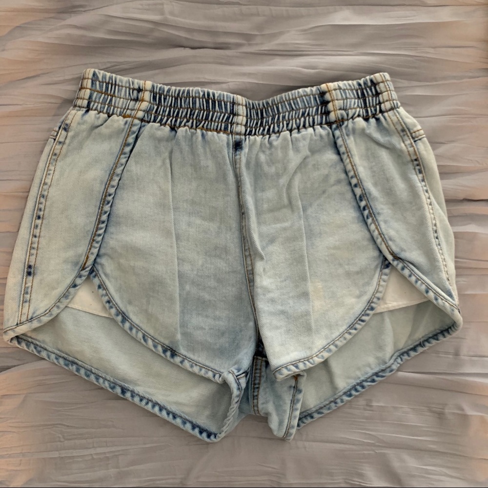 Pleated Jean Shorts